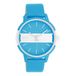 OOZOO Timepieces - Neon blauw/goudkleurige OOZOO horloge met felblauwe leren band - C11188