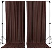 AK TRADING CO. IFR Gordijnen, achtergrond, polyester, panelen met roedezak, huwelijksceremonie, feest, thuis, ramen, decoratie, 3 x 3 m, bruin