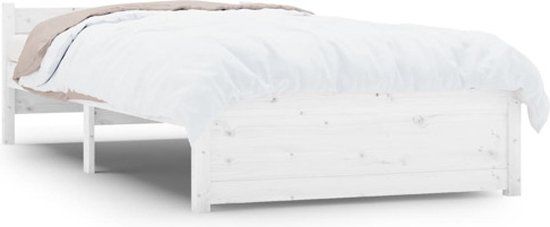 vidaXL Bedframe Massief Hout Wit 90x200 cm