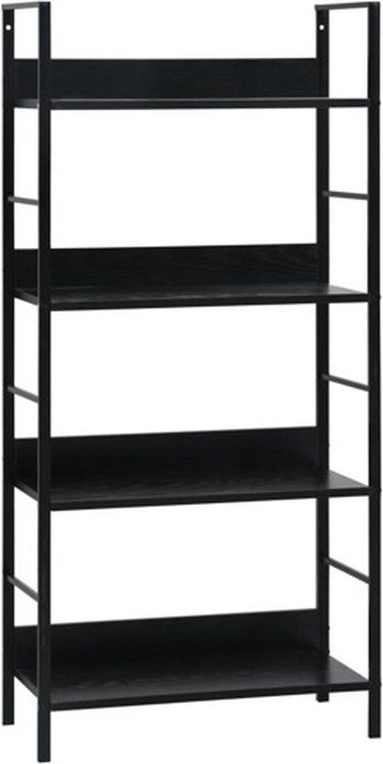 vidaXL Boekenkast met 4 schappen 60x27,6x90,5 cm bewerkt hout zwart