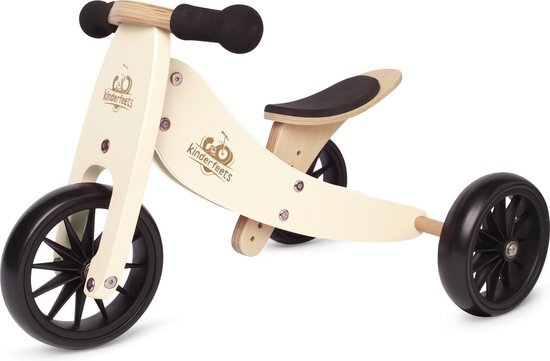 Kinderfeets 2-in-1 houten loopfiets & driewieler vanaf 1 jaar Tiny Tot - Cream