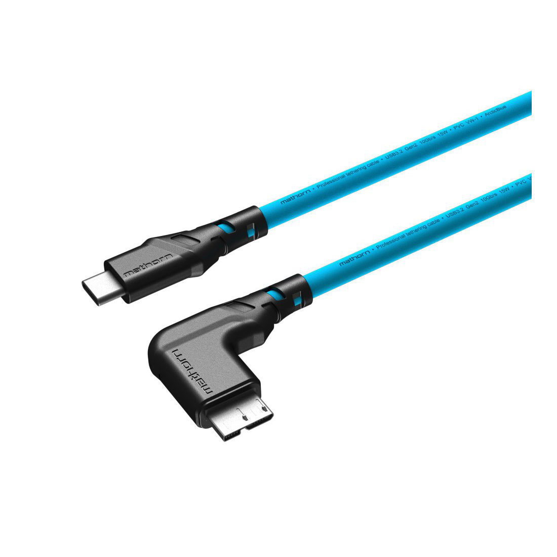 Boeken Mathorn Tethering kabel USB-C naar Micro USB-B Right angle Arctic Blauw 2m