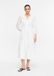 comma Robe à manches longues, col en V, fermeture boutonnée, ceinture, unie, blanc, taille 42
