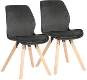 CLP Luna Set van 2 Eetkamerstoel - Modern - Rugleuning - 136 kg - Fluweel/donkergrijs