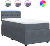 vidaXL Boxspringbed met matras, fluweel, donkergrijs, 100x200 cm