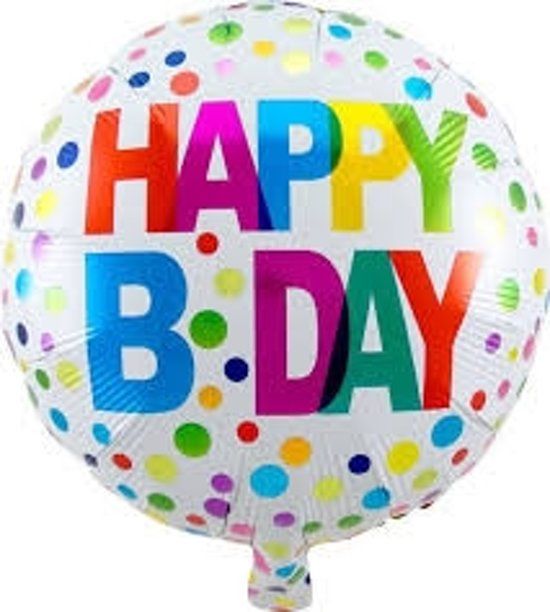 Folat - Folieballon - Rainbow Dots - Happy Birtday - 45cm