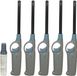 Flame Classics BBQ/keuken aansteker lange steel - 5x - met navul cilinder - grijs - 25 cm - kunststof