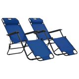 VidaXL Lits de jardin pliables 2 pcs avec repose-pieds acier bleu