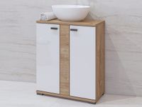 FAGOCHIA meuble sous lavabo 2 portes blanc/chêne doré