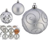 Krist+ Gedecoreerde Kerstballen - 18x Stuks - Zilver - Kunststof - 6 cm