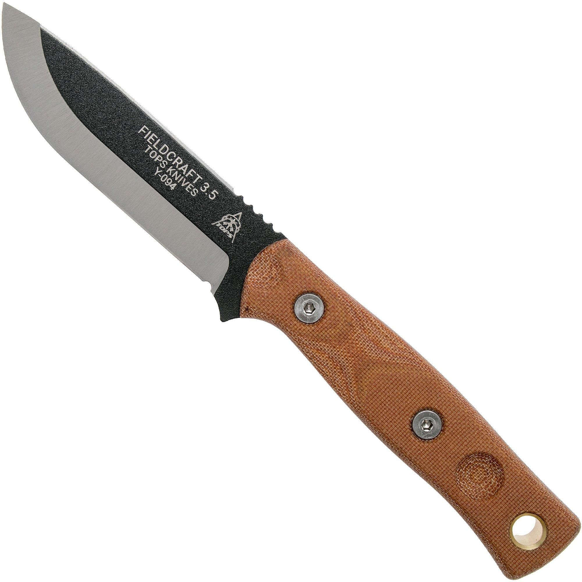 TOPS Knives Fieldcraft 3.5 Mini BROS - MBROS-01-SF - Bushcraftmes - Brown Micarta - Firesteel