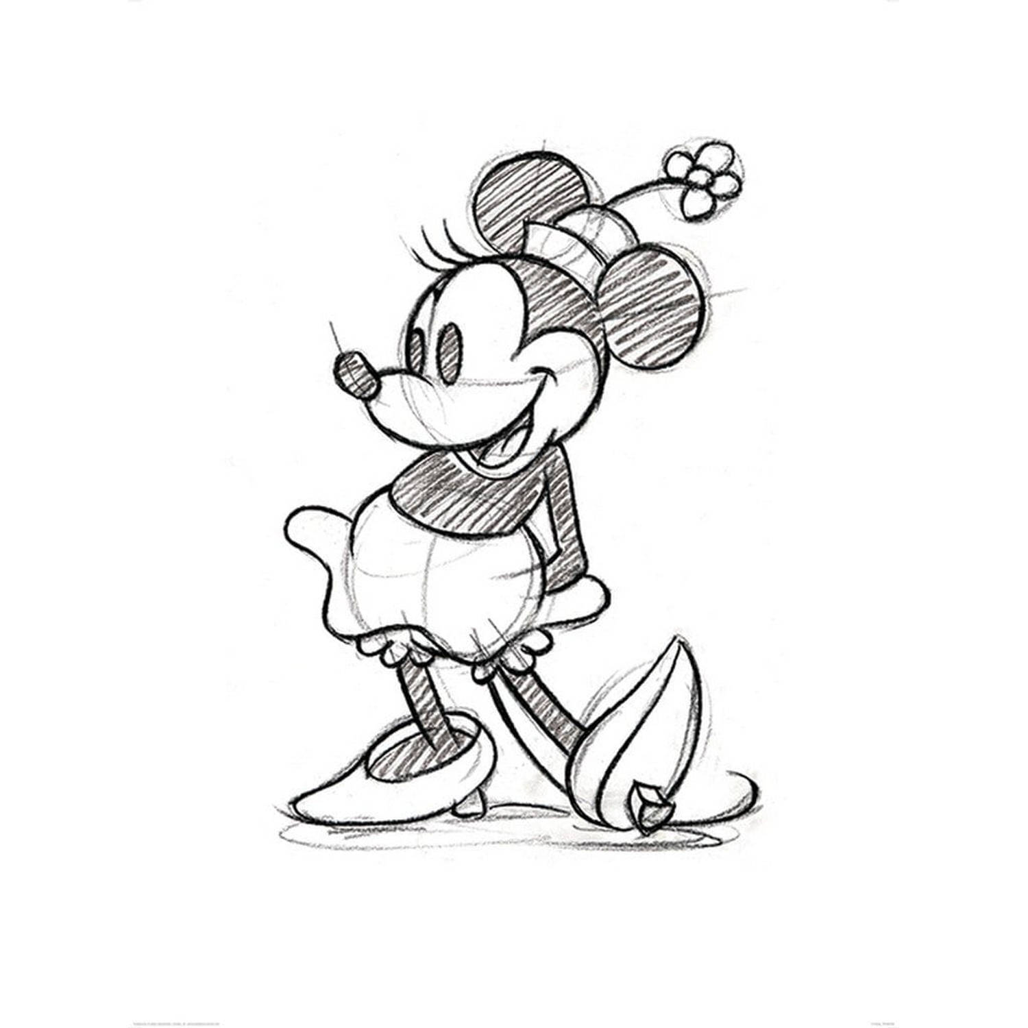 Pyramid minnie mouse sketched single kunstdruk 60x80cm