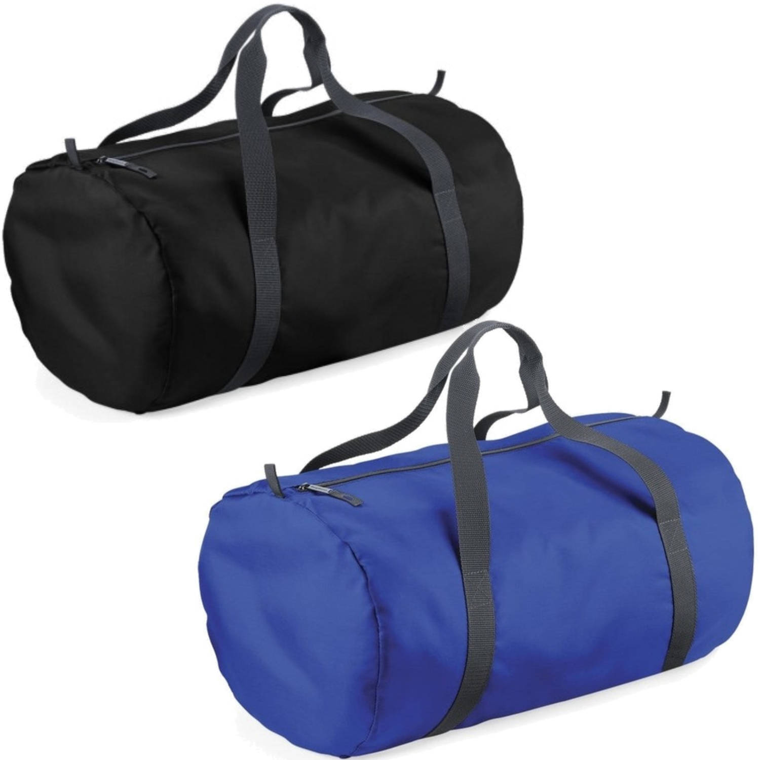 Decoris Set van 2x kleine sport/draag tassen 50 x 30 x 26 cm - Zwart en Blauw - Zwemspullen/speelgoed en meer