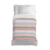 PENSIERI DELICATI Sprei 170 x 280 cm, eenpersoonslaken 100% katoen piqué, ideaal als meubel, dekbed voor eenpersoonsbed, patroon Azteco Orange, 100% Made in Italy