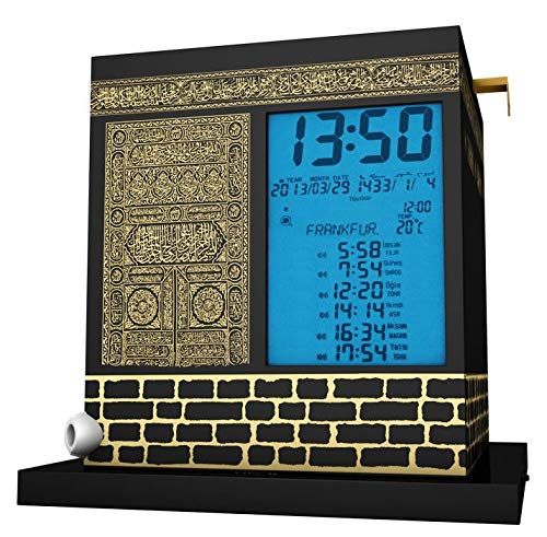 mirac AC-2028B Kaaba Azan horloge - Kabe Ezan Saati, ABS, zwart/goud