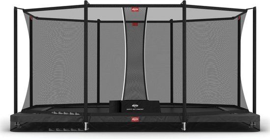BERG Ultim Favorit InGround 410 Trampoline - Safety Net Comfort - AirFlow Springdoek - Grijs