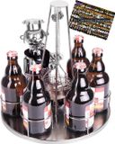 Brubaker Flessenhouder, Grillmeester met Zwenkgrill, Metalen Sculptuur, Zilver