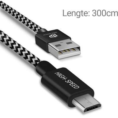 Dux Ducis Micro USB Kabel - 300cm - Zwart 300 cm