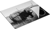 Chefcare Inductie Beschermer Schotse Hooglander Koe - Zwart Wit - 77x59 cm