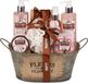BRUBAKER Cosmetics Bad- en Doucheset, Kokosnoot & Aardbeigeur - Cadeau Idee - 11-delige Cadeauset in Vintage Plantenbak - Cadeau
