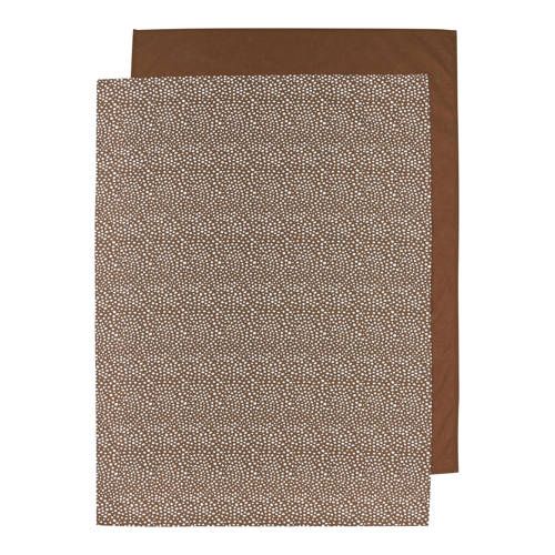 Meyco Baby Ledikantlaken - 100x150 cm - Set van 2 - Cheetah Chocolate/Uni Chocolate