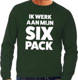 Bellatio Decorations Shoppartners Bv Ik werk aan mijn SIX Pack tekst sweater groen heren - heren trui L