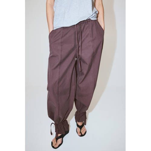 Mango Paarse Lyocell Barrel Broek