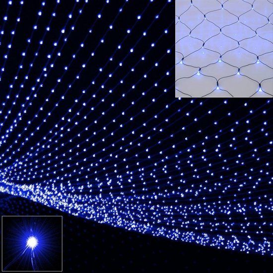 Monzana Lichtgordijn - 200x150cm - 160 LEDs - Blauw - Binnen & Buiten - Met Timer