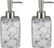 Item International Zeeppompje/dispenser - 2x - wit - marmerlook - 330 ml