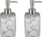 Item International Zeeppompje/dispenser - 2x - wit - marmerlook - 330 ml