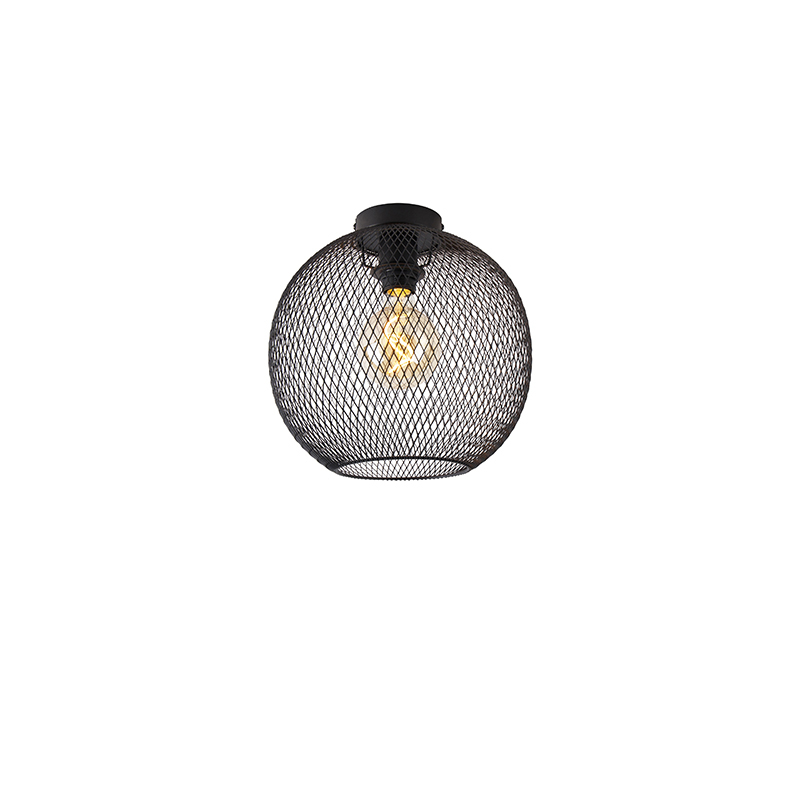 QAZQA Moderne plafondlamp zwart 30 cm - Mesh Ball