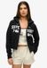 Superdry Athletic Essentials korte hoodie met rits en losse pasvorm - Dames - Baumwolle - Eclipse Navy