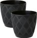 Form Plastic Plantenpot/bloempot New Age - 2x - kunststof - zwart - D17 x H15 cm - met opvang schotel - rond