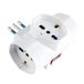Drievoudige stopcontactadapter 10 A/16 A, max. 1500 W, met rode schakelaar en Italiaanse stekker type L, 3 universele stopcontacten compatibel met Schuko