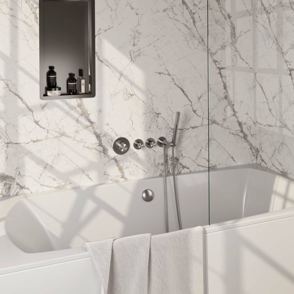 Brauer Brushed Carving inbouw badkraan met staafhanddouche nikkel - Messing