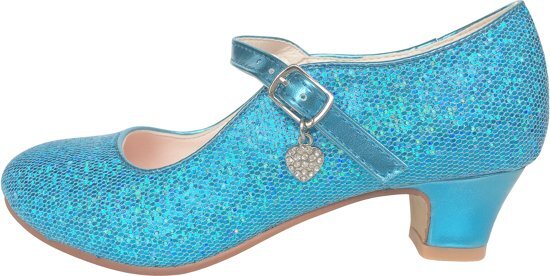 Spaansejurk NL Elsa en Anna schoenen blauw glitterhartje Spaanse Prinsessen schoenen - maat 35 binnenmaat 22 5 cm bij verkleed jurk