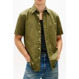 Tommy Hilfiger Chemise à manches courtes en lin mélangé uni Dark Artichoke Taille : S | Chemises décontractées Outlet | Homme | Blanc