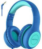Merkloos Koptelefoon kinderen met draad - 85 dB volumebegrenzer - Blauw en groen - Gerecycled materiaal