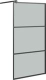 vidaXL Inloopdouchewand 115x195 cm donker ESG-glas zwart