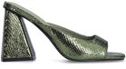 Sacha - Dames - Groene metallic muiltjes met hak - Maat 40