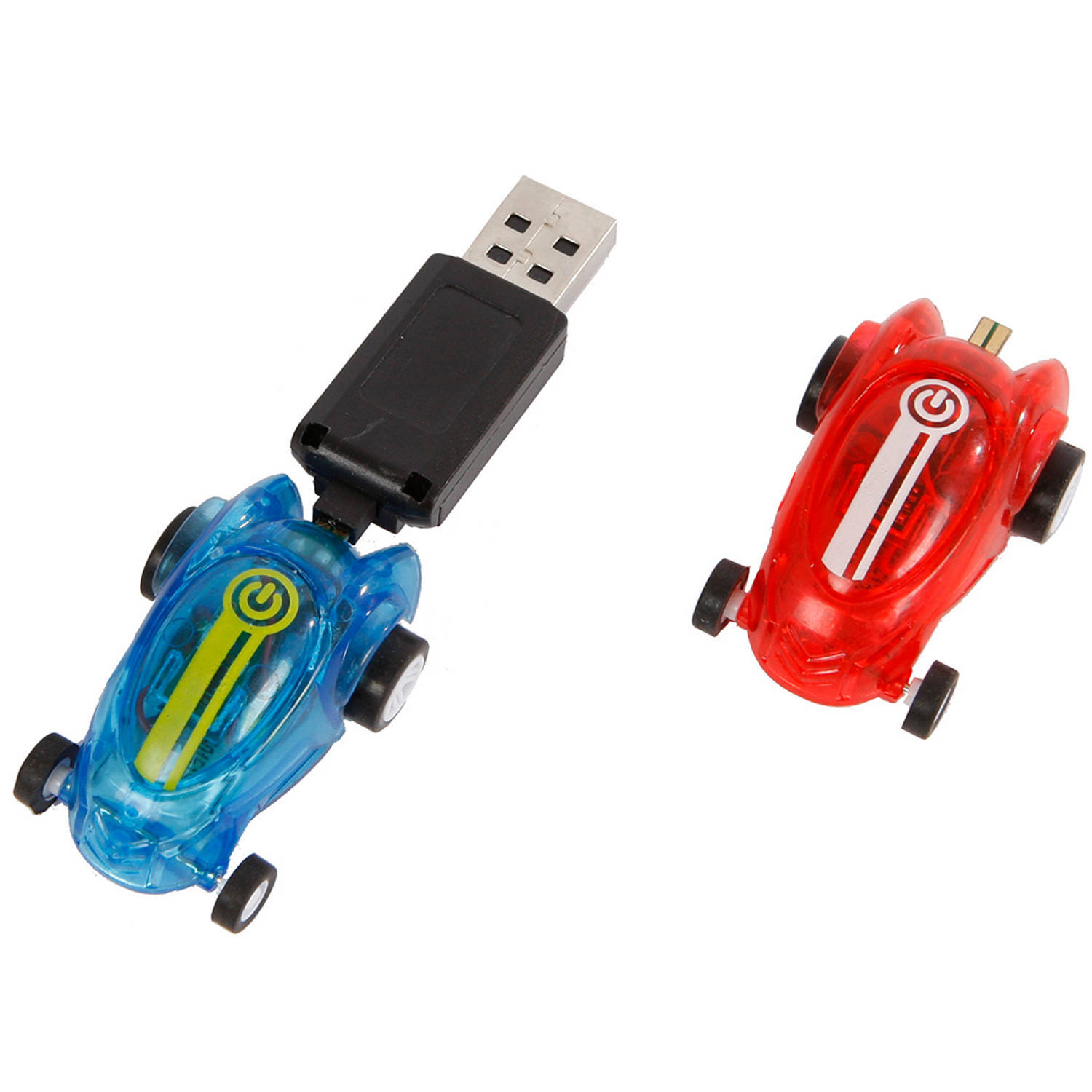 Difuzed raceauto&apos;s 6 cm usb blauw/rood 3-delig