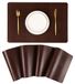 Kunstlederen placemats, set van 4 PU tafelmatten, gemakkelijk schoon te maken, hitte- en vlekbestendig voor kantoorvergadertafel, dining-woondecoratie F donkerbruin
