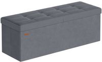 SONGMICS Bankje van 38 x 110 x 38 cm met opbergruimte en scharnierend deksel - Leigrijs
