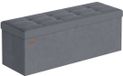 SONGMICS Bankje van 38 x 110 x 38 cm met opbergruimte en scharnierend deksel - Leigrijs