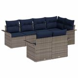 vidaXL Tuinbank Set 7-delig Polyrotan Grijs
