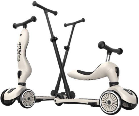 Scoot & Ride Highwaykick 1 Push & Go - Step & Loopfiets - Unisex - 1-5 Jaar - Wit/Grijs