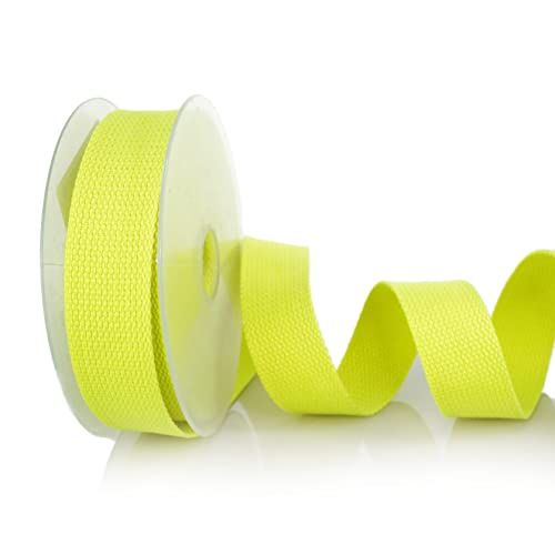 Trimz Katoen Heavy Duty Singelband - Neon Geel - 10m x 30mm - 7426822162796