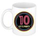 Bellatio Decorations Verjaardag mok / beker - Lets party 10 jaar - neon - 300 ml