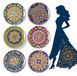 Boho-stijl set van 6 grote, kleurrijke porseleinen borden, 26,6 cm