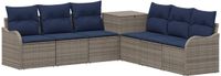 vidaXL Bank 2 zitplaatsen Gris et Bleu Marine Poly rotin et Acier